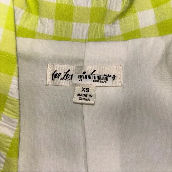 For Love & Lemons Maureen Blazer Crop Top Green White Boho Women’s Sz XS FLAW - Picture 5 of 7